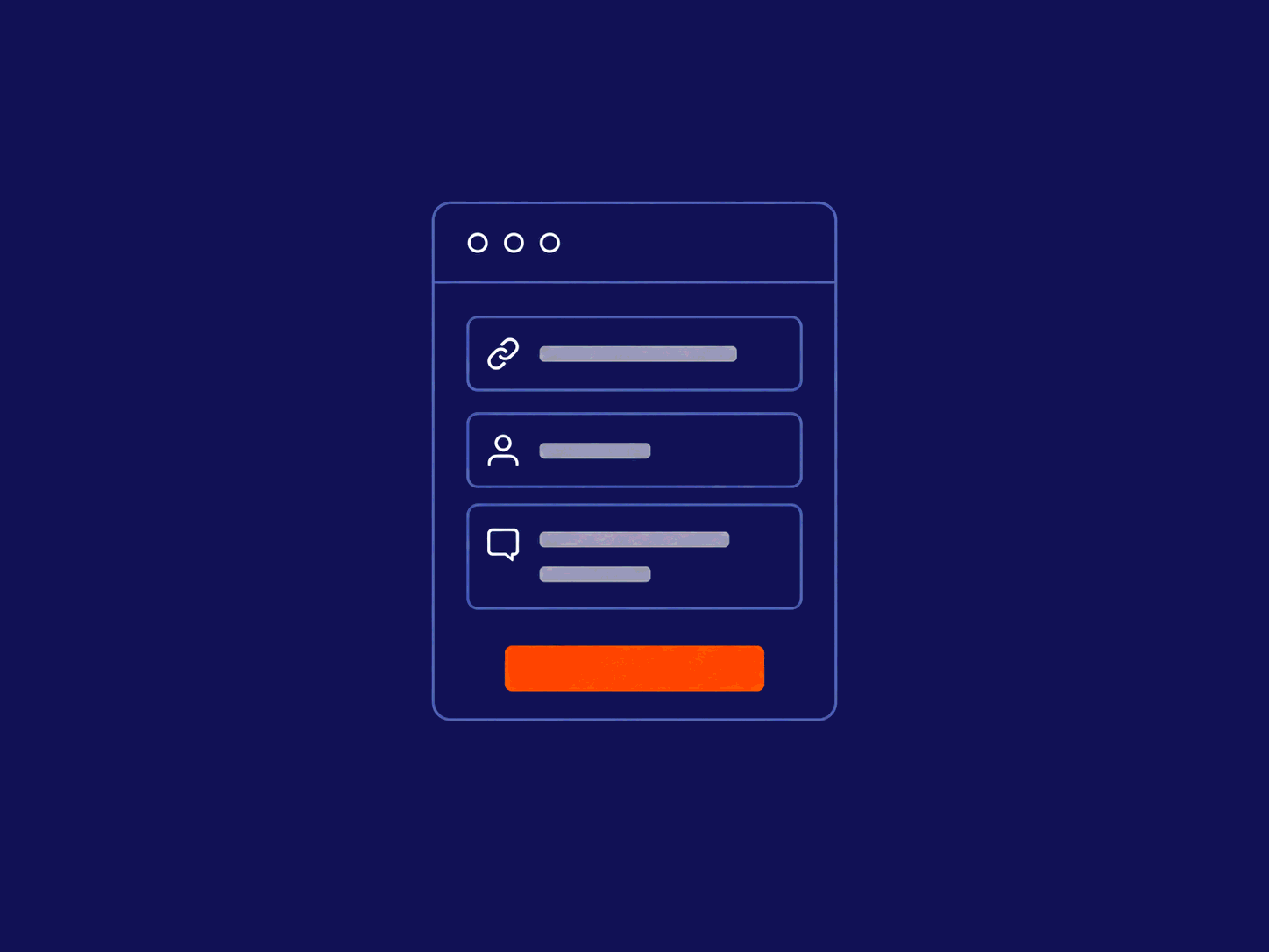 Wireframe of a minimal form with link, title, and description fields.