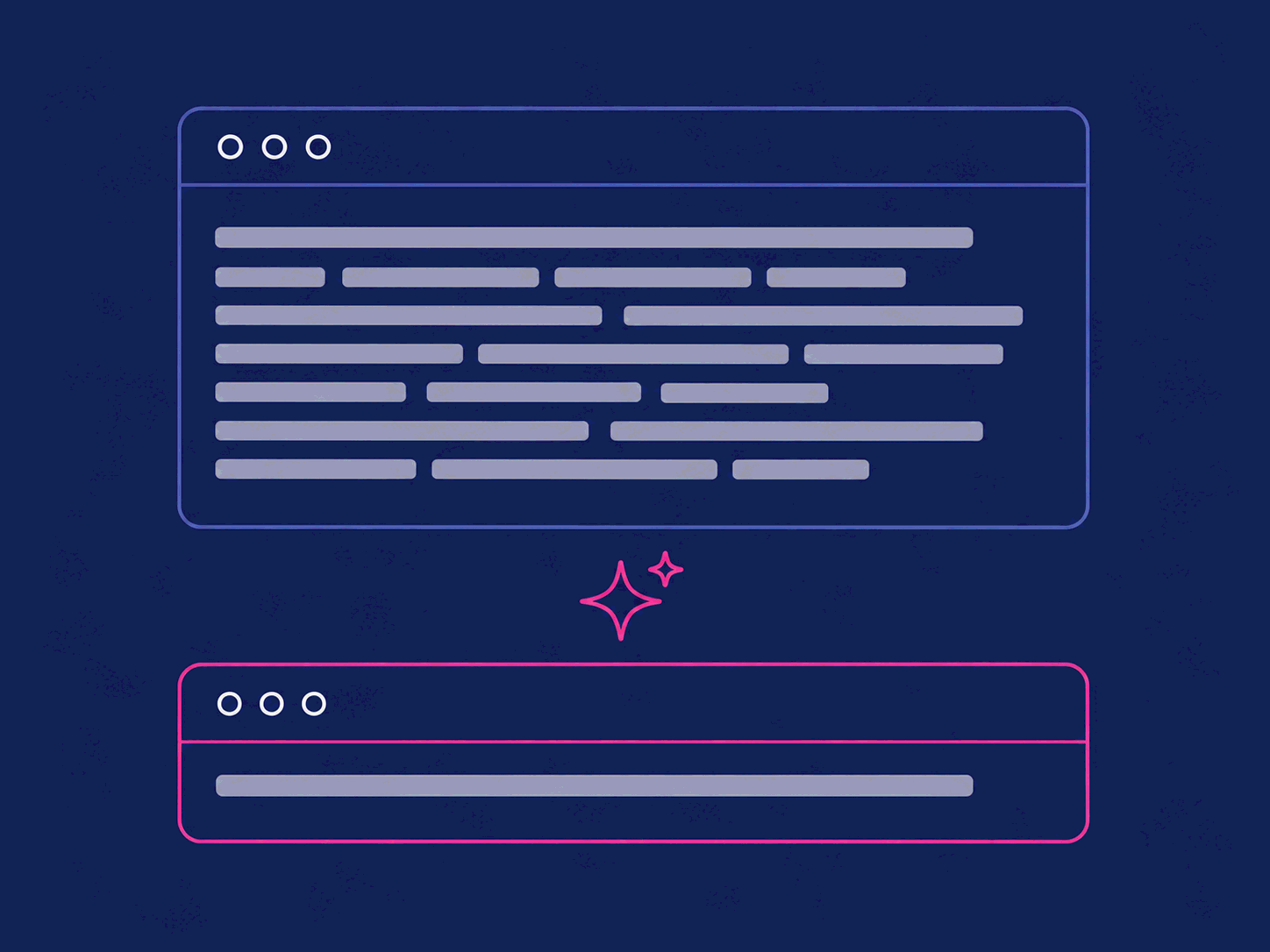 Wireframe of a long messy paragraph condensed into one tidy line.